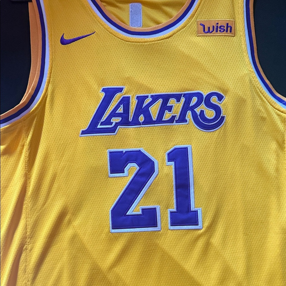 Nike Yellow and Purple Lakers Jersey